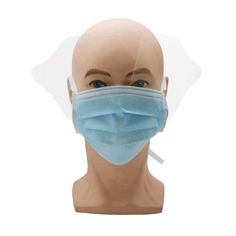 3Q level123  medical dental procedure anti splash doctor earloop 4 ply disposable surgical face shield face mask with eye shield