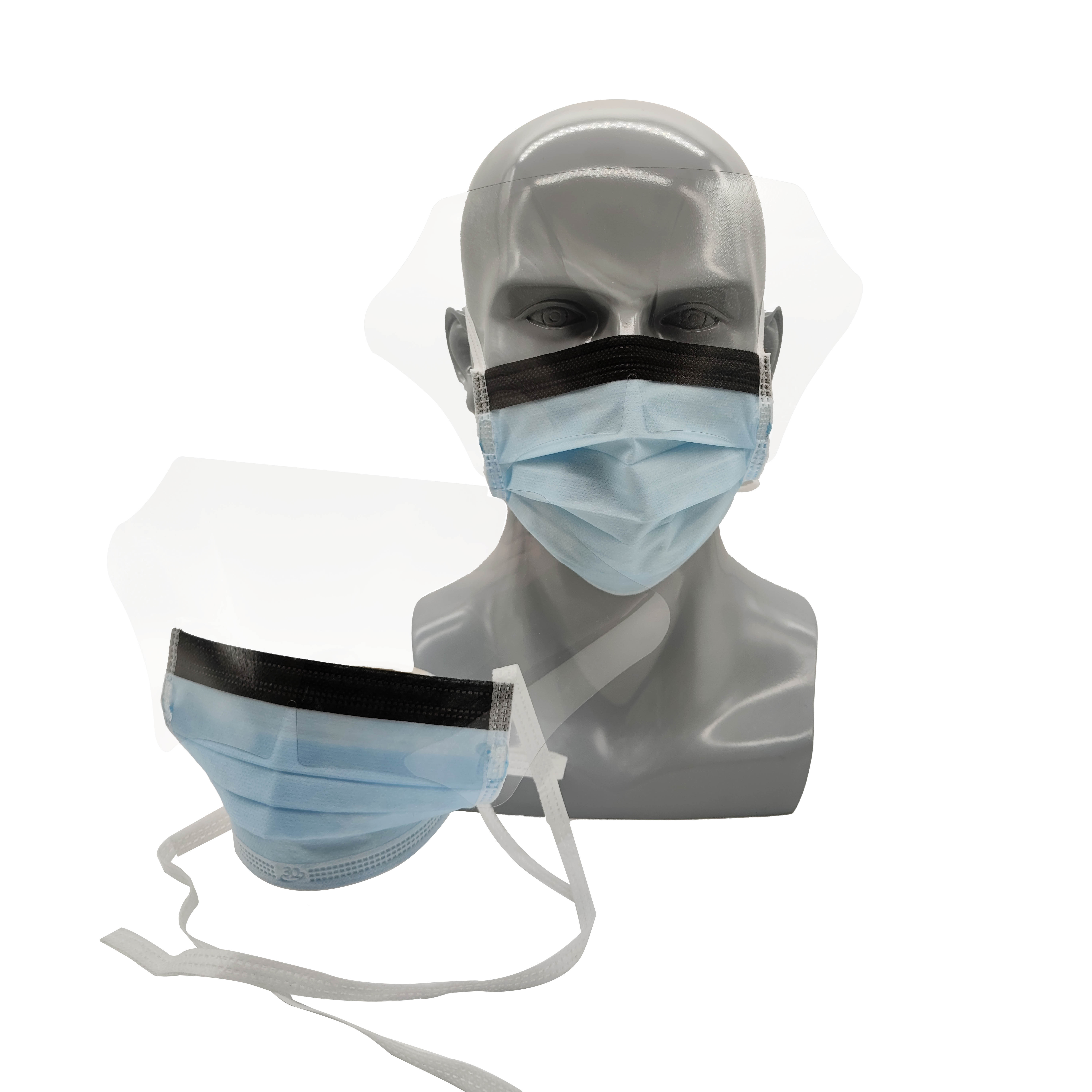 3Q CE 510K ASTM Level 3 High Protection Tie on Dental Face Mask with Visor Face Shield Mask