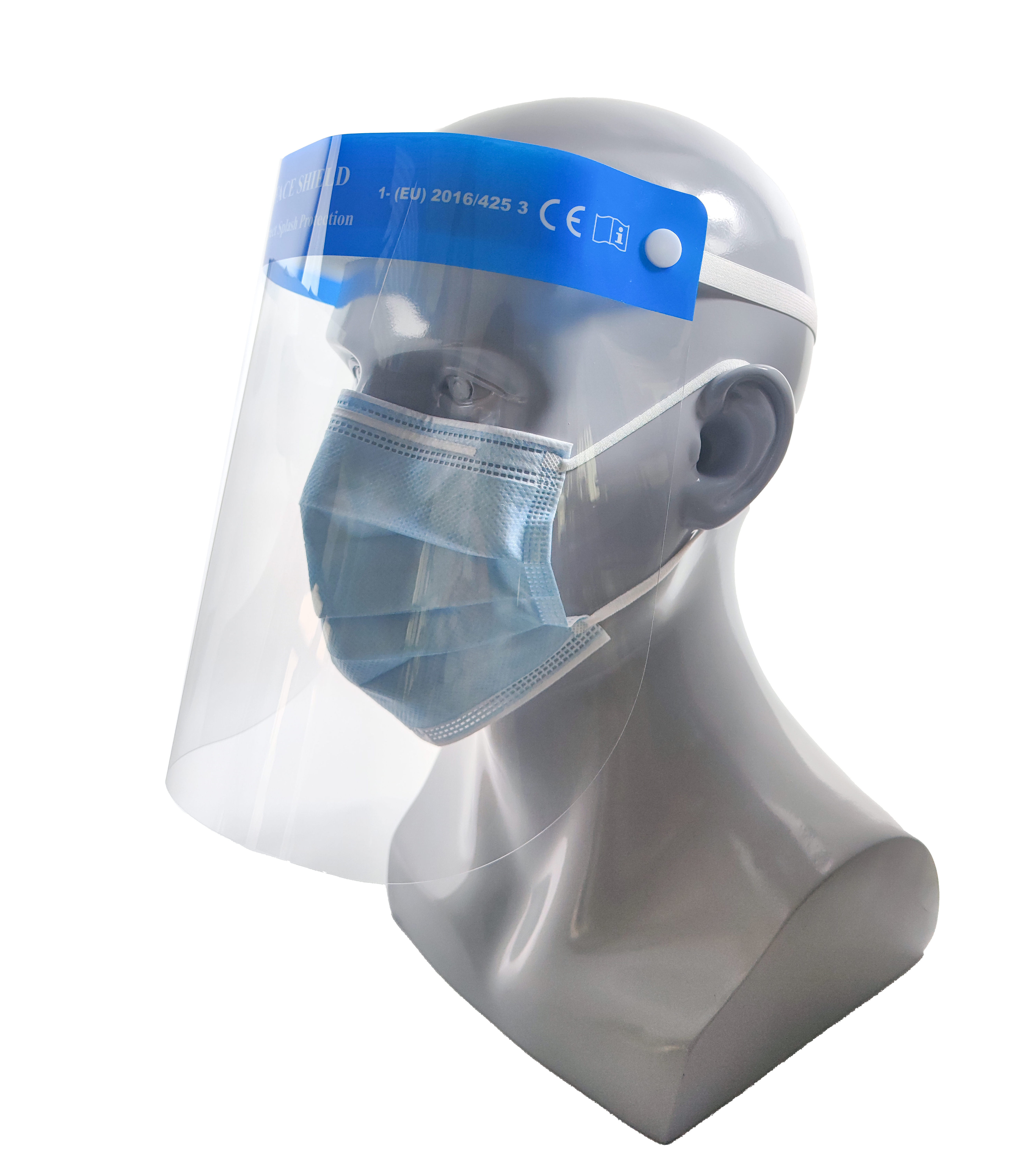 Manufacturer CE medical dental disposable plastic clear visor eye face shields with elastic bands