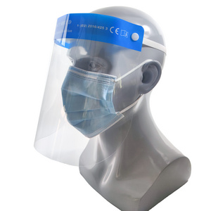 Manufacturer CE medical dental disposable plastic clear visor eye face shields with elastic bands