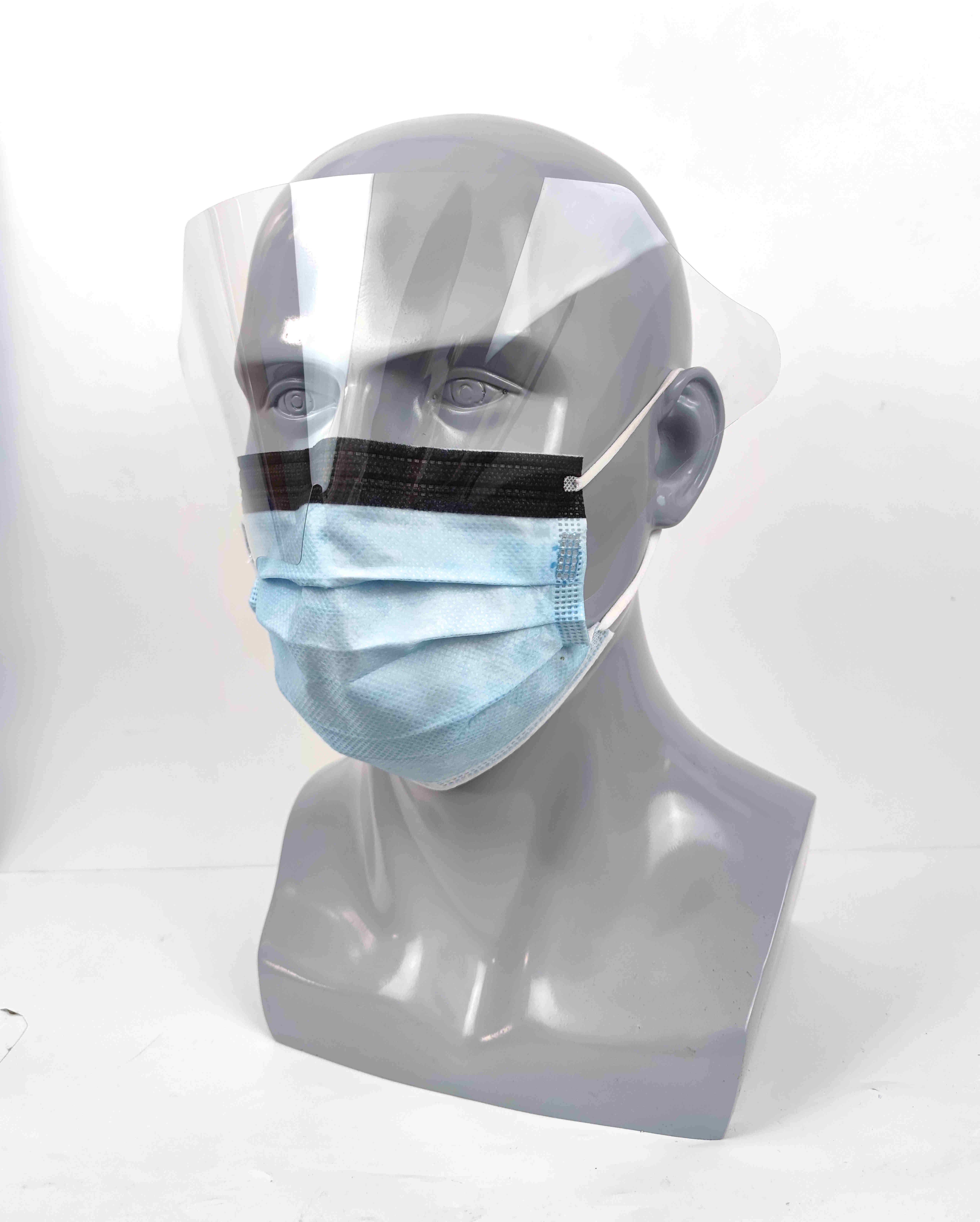 3Q level123  medical dental procedure anti splash doctor earloop 4 ply disposable surgical face shield face mask with eye shield