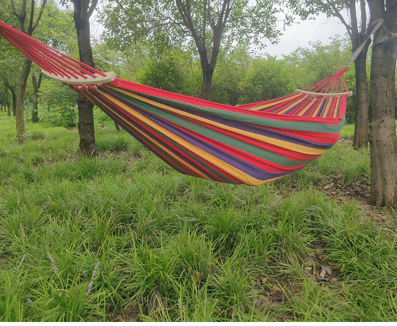 New Arrival Anti Rollover Canvas Duckbill Swinging Hammock Bed With Curved Wooden Stick For Outdoors