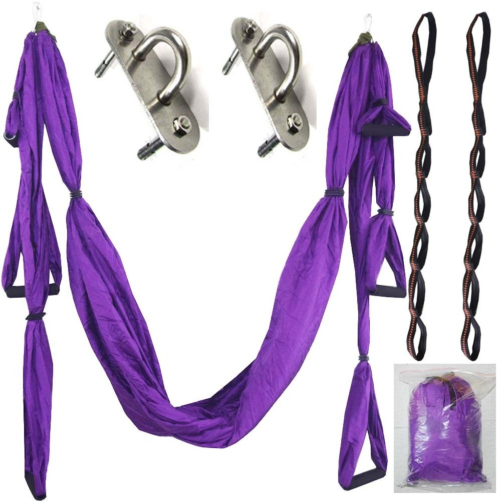 Wholesale Multicolor Silk Nylon Fabric Aerial Yoga Hammocks Hanging for Bodybuilding