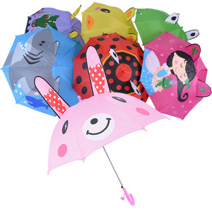 Hot sales 20 Inch 3D creative umbrella cartoon cute animal patterns kids long-handled  umbrella for Children  model ear umbrella