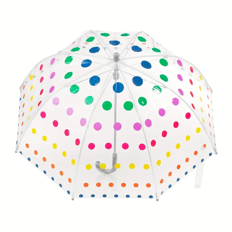 Factory Direct Dots Print Bubble Dome Design Straight Transparent Umbrella Cheap for Kids Children Outdoor Events Customized