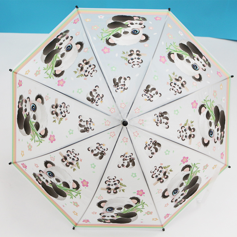 Wholesale Cartoon Frog Long Handle Umbrella Kid Gift Straight Umbrella With Anime Cute Pattern For Sunny and Rainy Day Outing