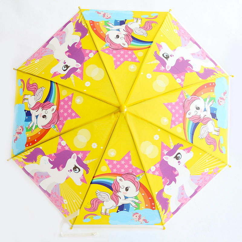 Promotional Cartoon Cute Purple Unicorn Kids Hanging Umbrella For Children's Gift Outing Straight Umbrella With Whistle Wedding