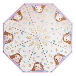 Wholesale Cartoon Lovely Mermaid Princess Kids Straight Umbrella For Children's Gift Outdoors Long Handle Umbrella With Whistle