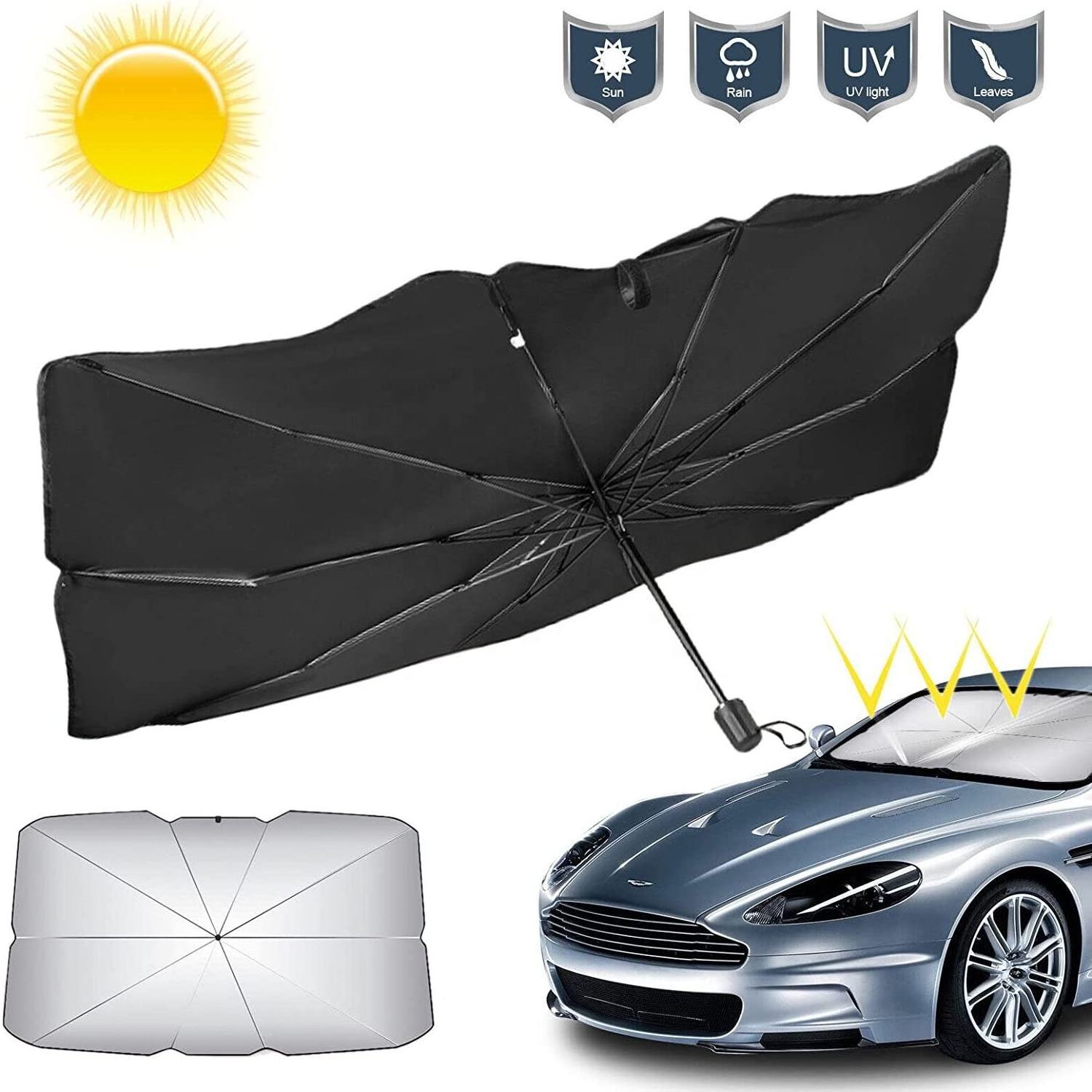 Hot Sales UV Protection Sun Shade Interior Windshield Portable Car Collapsible Sunshades Umbrella Windscreen Umbrella For Park