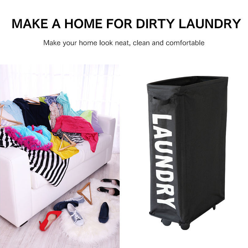 Amazon hot selling Folding Oxford Laundry Basket On Wheels For Dirty Clothes  Clothing storage Hamper Foldable Laundry Bag