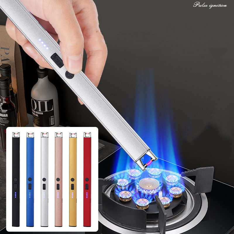 Factory Wholesale Windproof Kitchen Electric USB Pulse Igniter Gun Rechargeable Lighter For Incense Candle Natural Gas Household