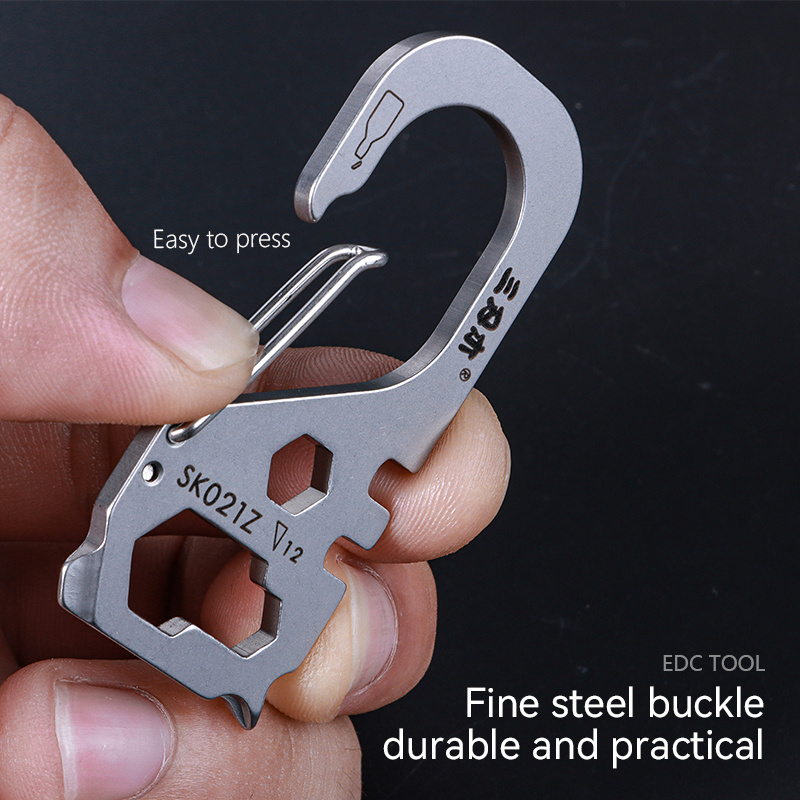 Sanrenmu Stainless Steel 3 in 1 EDC Keychain Clip Multi Functions Bottle Opener Screwdriver Carabiner hook