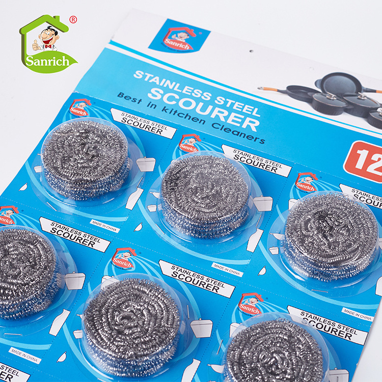 Stainless Steel Scourer For Kitchen Cleaning In Blister Packaging