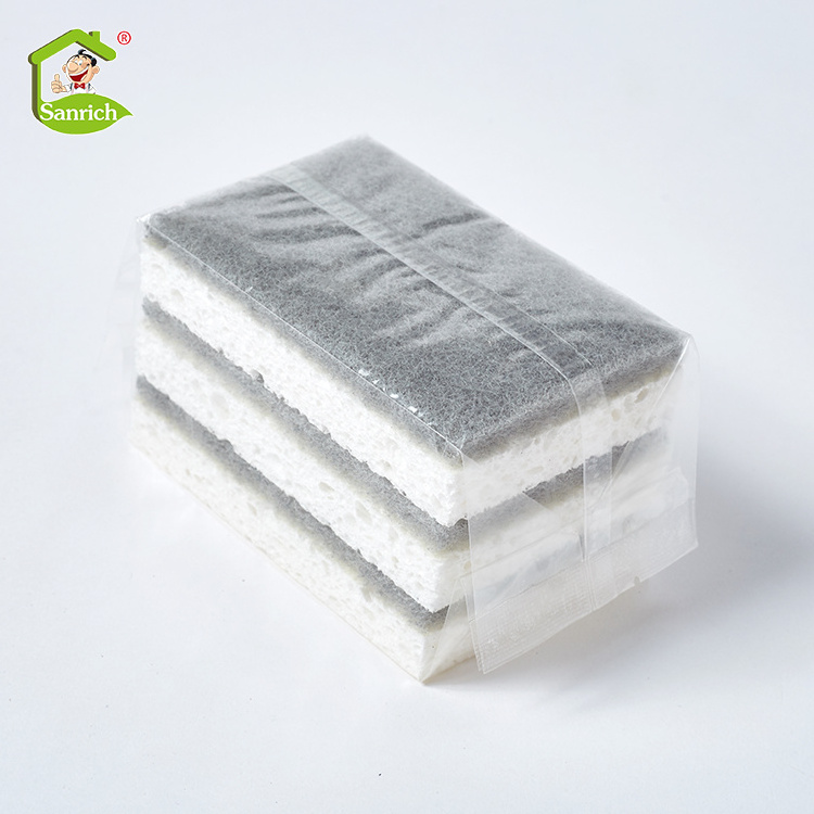 Natural Wood Pulp Cotton magic cellulose dish clean loofah sponge pad for washing dishes