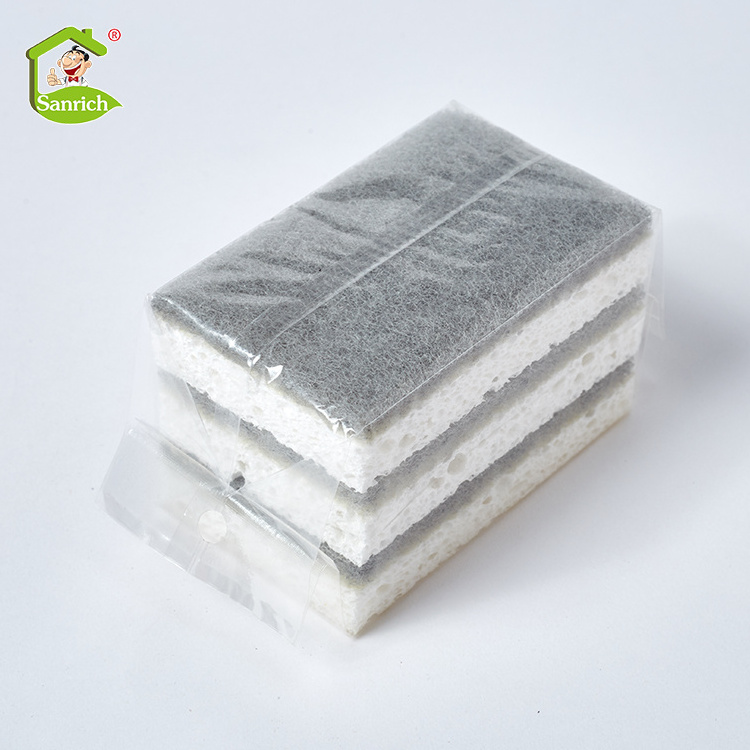 Natural Wood Pulp Cotton magic cellulose dish clean loofah sponge pad for washing dishes