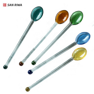 2021 New Pieces Heat Resistant Glass Spoons Stirring Spoons for Salt Sugar Tea Coffee Cocktail Milkshake Cold Drink