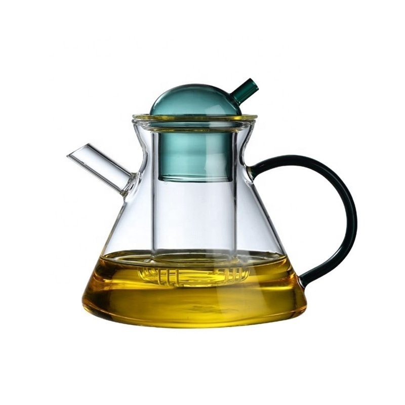 600ml Clear Glass Teapot with Removable Loose Tea Glass Infuser Modern High borosilicate Tea Kettle and Tea Maker