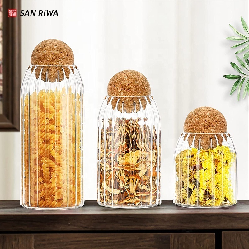 480ml/16Oz Glass Storage Jar with Ball Cork Lid Small Candy Jar with Wood Ball Lid for Food,Coffee,Sugar,Spice,Tea,DIY