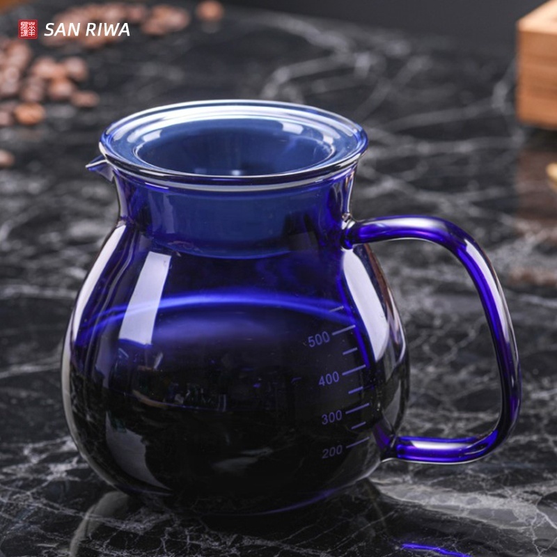 500ml Coffee Pot Glass Drip Filter Coffee Maker Brown Blue Clear Teapot