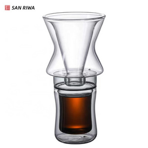 Double Wall Pour Over Coffee Maker Portable Drip Coffee Brewer Pour Over Set with Filter Clear Glass Carafe Home Use