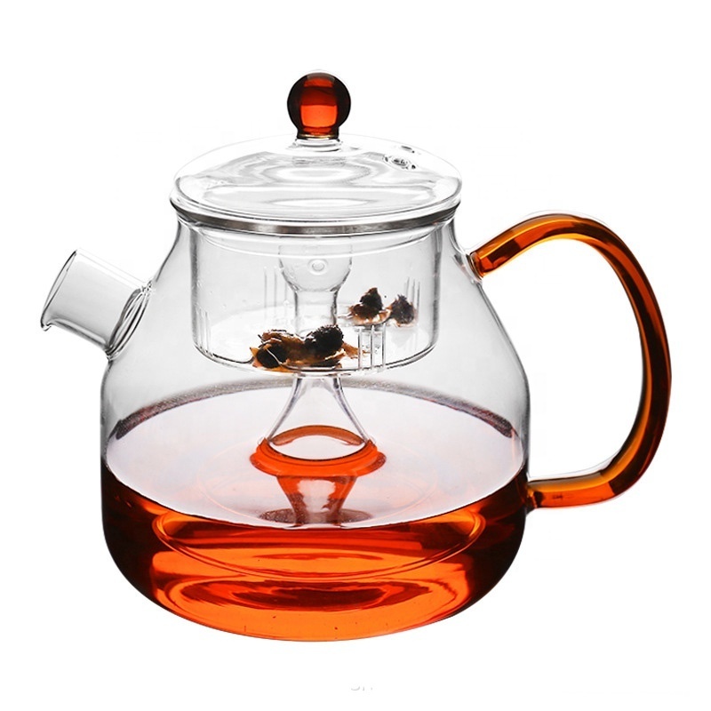 Heat Resistant Borosilicate Glass Tea Kettle Glass Teapot with Removable Loose Tea Infuser Stovetop Safe Glass teapot