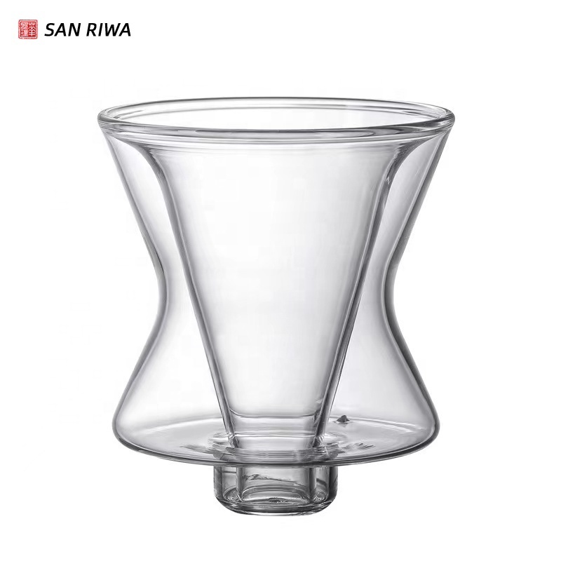 Double Wall Pour Over Coffee Maker Portable Drip Coffee Brewer Pour Over Set with Filter Clear Glass Carafe Home Use