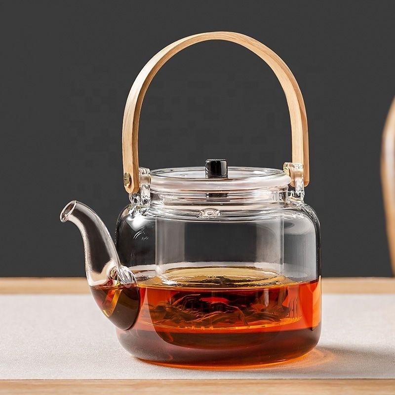 Hot Selling High Borosilicate Glass Teapot with Removable Infuser and Handle Stovetop Safe Tea Kettle