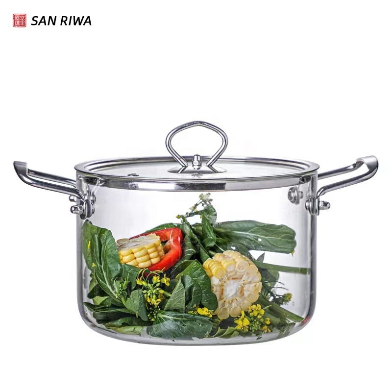 Glass Pot with Lid Cover Borosilicate Glass Saucepan Casserole with Handle Multipurpose Heat-resistant Cooking Pot/Pan Cookware