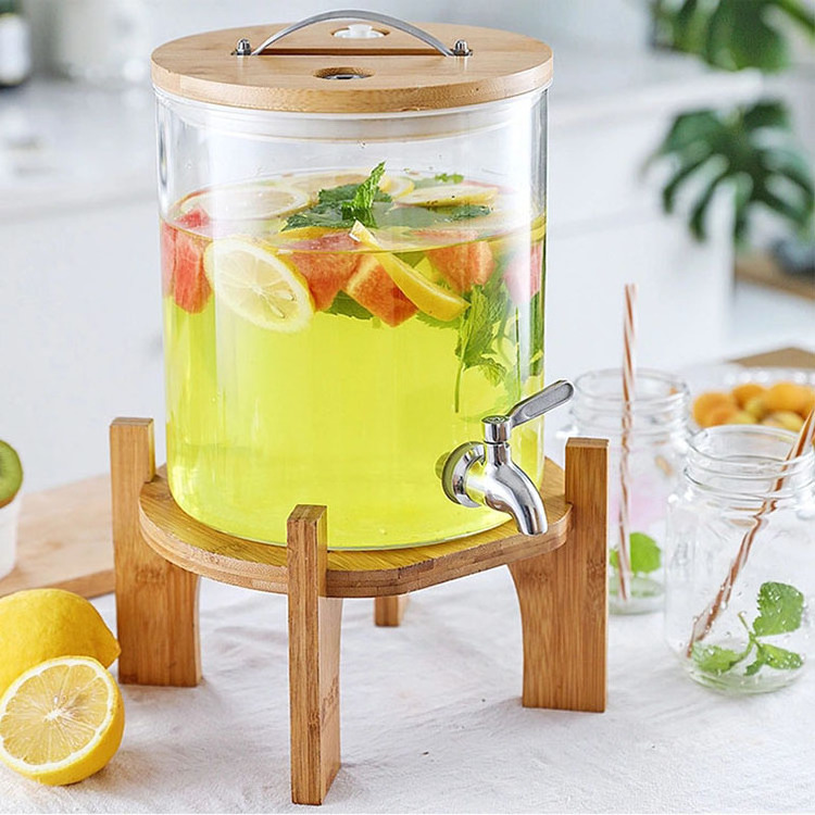 5L Glass Drink Dispenser With Tap Glass Water Dispenser Countertop for Weddings Lemonade & Laundry Detergent Dispenser