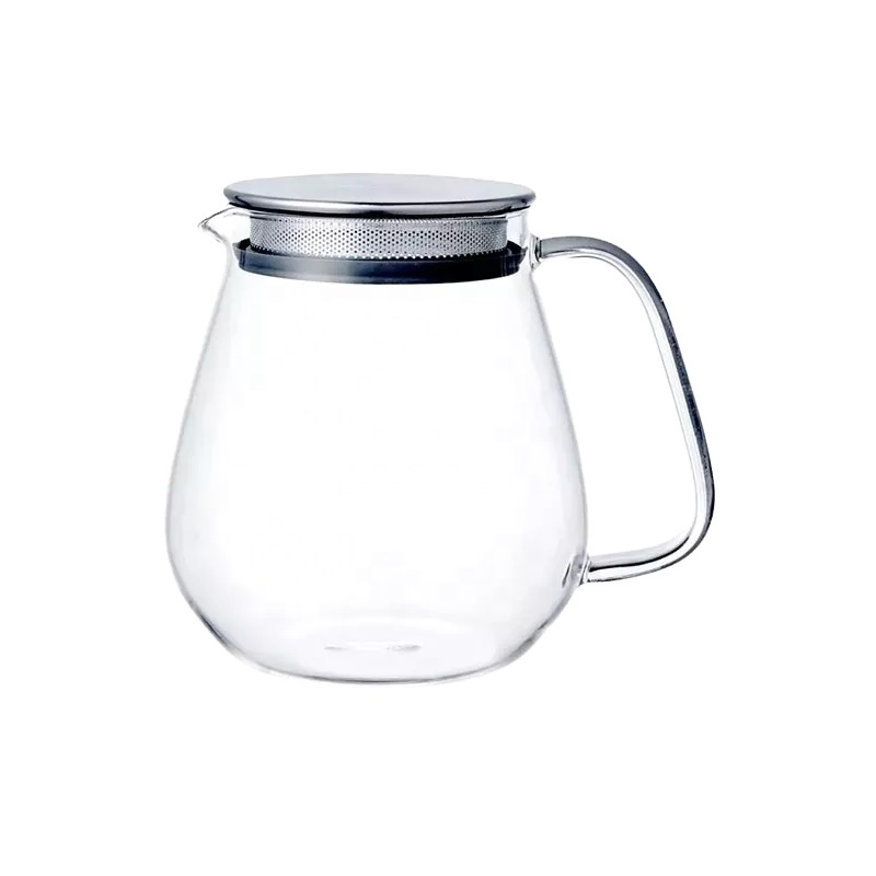 Heatproof Glass Teapot 2-in-1 Kettle and Tea Steeper with Stainless Steel Filter Lid for Loose Tea One-Touch Tea Maker