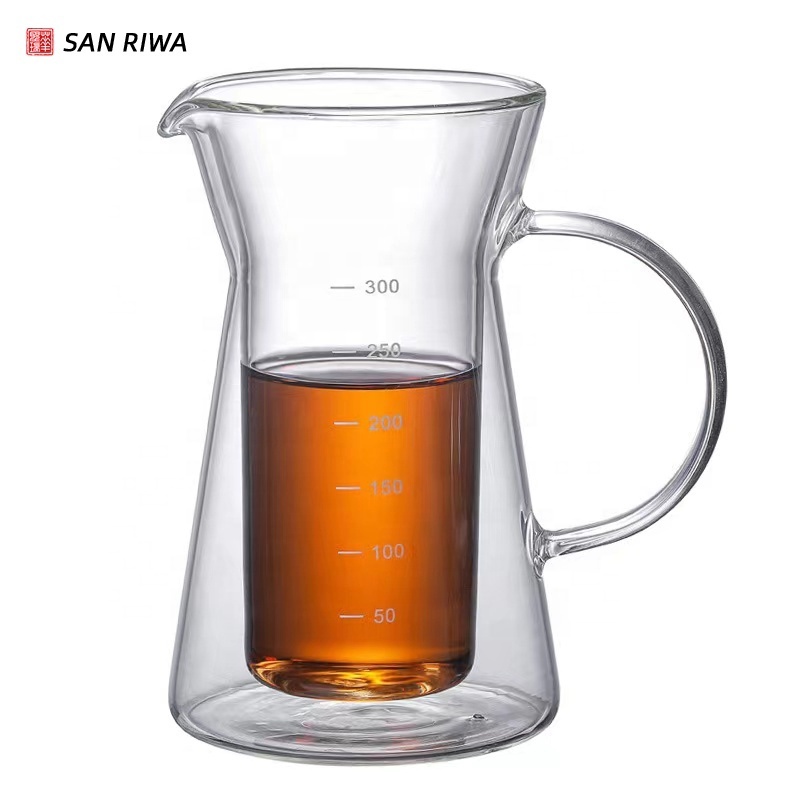 Double Wall Glass Pour Over Coffee Maker Reusable Glass Carafe Coffee Pot&Coffee Brewer With Stainless Steel Filter Dripper