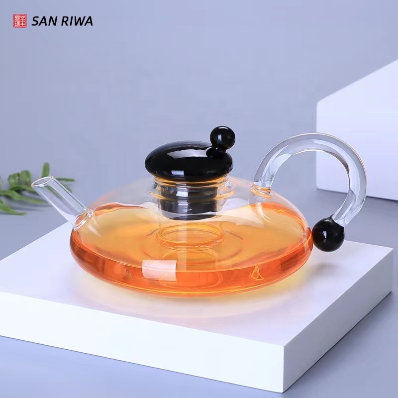 Eco-Friendly Glass Teapot With Removable Infuser High Quality Clear Glass Coffee Pot Set Transparent Teapot  cafe