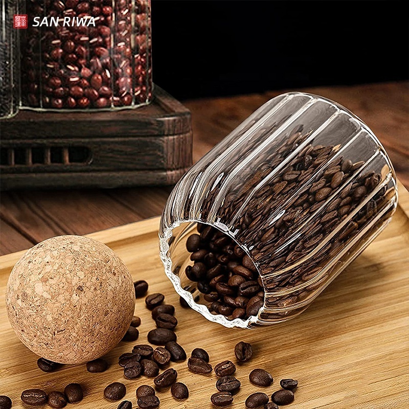 480ml/16Oz Glass Storage Jar with Ball Cork Lid Small Candy Jar with Wood Ball Lid for Food,Coffee,Sugar,Spice,Tea,DIY