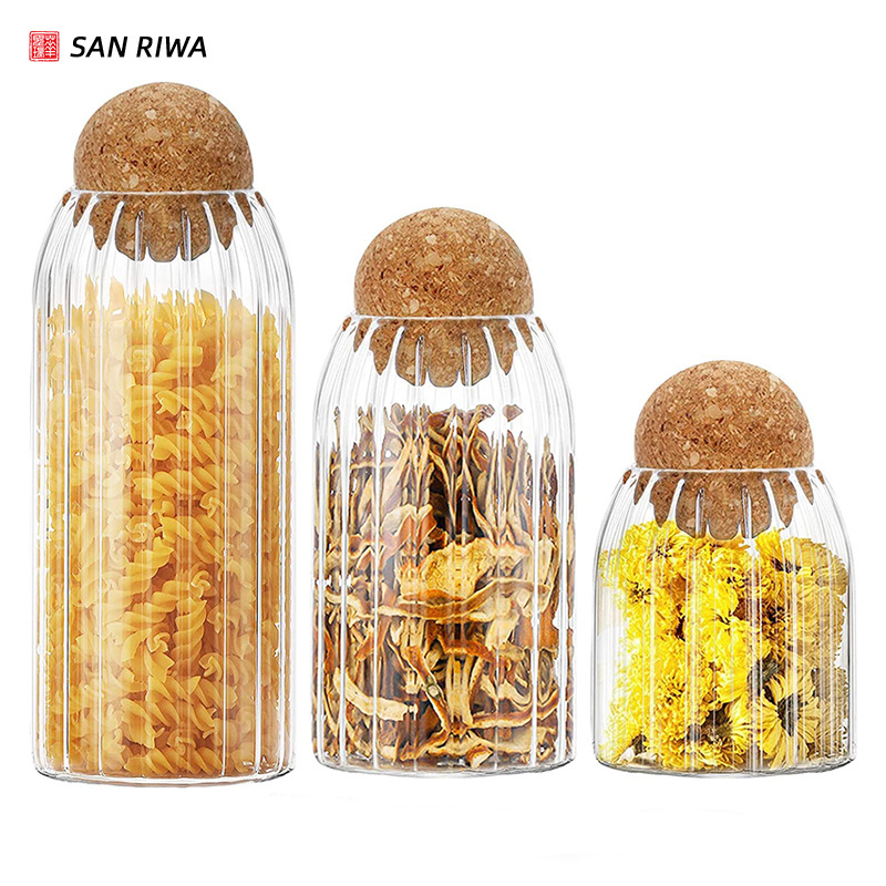 480ml/16Oz Glass Storage Jar with Ball Cork Lid Small Candy Jar with Wood Ball Lid for Food,Coffee,Sugar,Spice,Tea,DIY