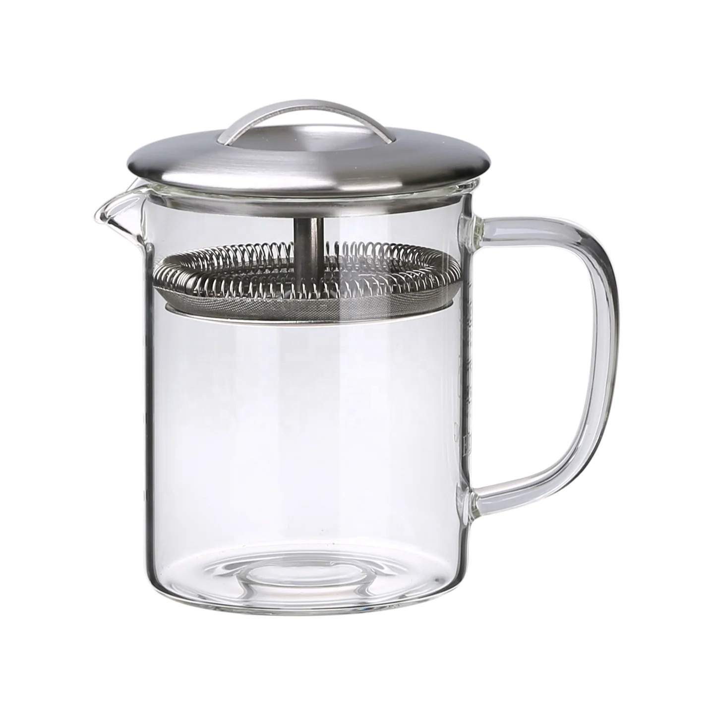 Custom Logo Borosilicate Glass Tea Steeper Easy Simple Tea Brewing Glass Teapot With Strainer Filter Lid and Glass Handle