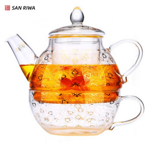 English glass Teapot Set Tea for One Set Teapot with Cup and Sacuer A cup of English tea pot