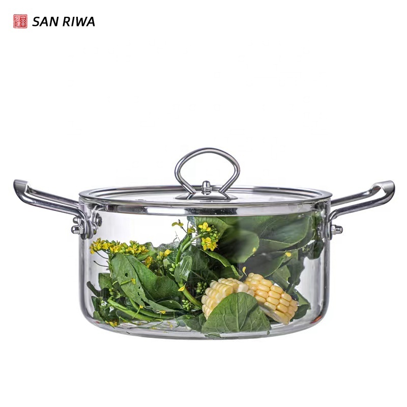 Glass Pot with Lid Cover Borosilicate Glass Saucepan Casserole with Handle Multipurpose Heat-resistant Cooking Pot/Pan Cookware