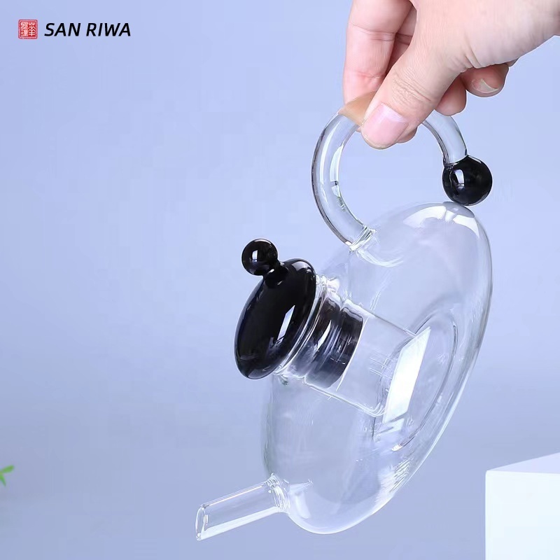 Eco-Friendly Glass Teapot With Removable Infuser High Quality Clear Glass Coffee Pot Set Transparent Teapot  cafe