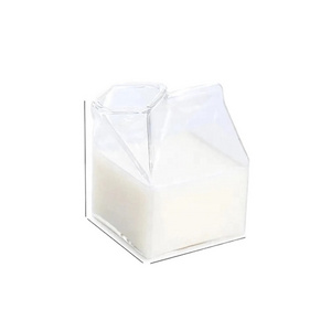 Square milk cup Japanese Style Box Shape Glass Milk Carton Cup Creative Home Kitchen Tableware Breakfast Cup