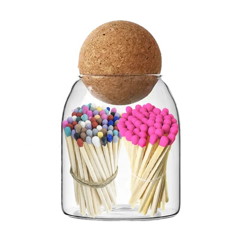 Hot Sale Decorative Matches Glass Jar Apothecary Decorative Glass Bottle Glass Storage Jar with Ball Cork Lid for Kitchen