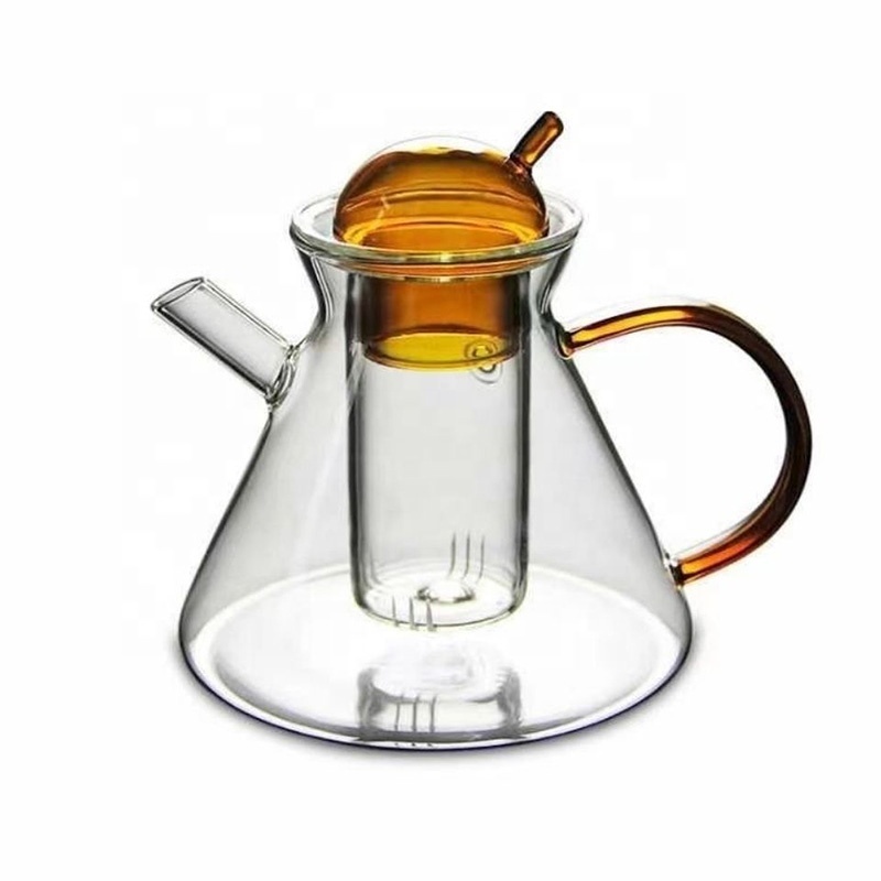 600ml Clear Glass Teapot with Removable Loose Tea Glass Infuser Modern High borosilicate Tea Kettle and Tea Maker