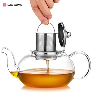 1000ml Glass Teapot with Removeable Infuser, Stovetop Safe Tea Kettle, Blooming and Loose Leaf Tea Maker