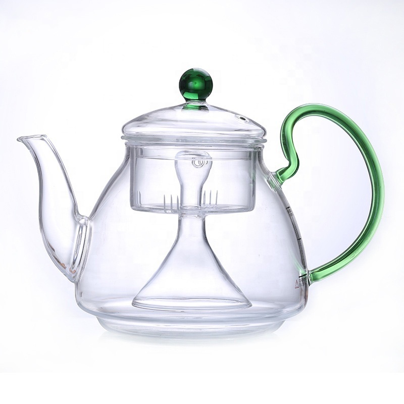 Wholesale Heat resistant Transparent Borosilicate Glass Teapot with Infuser and Filter Flowers Tea Tea pot