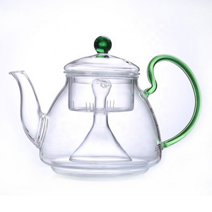 Wholesale Heat resistant Transparent Borosilicate Glass Teapot with Infuser and Filter Flowers Tea Tea pot