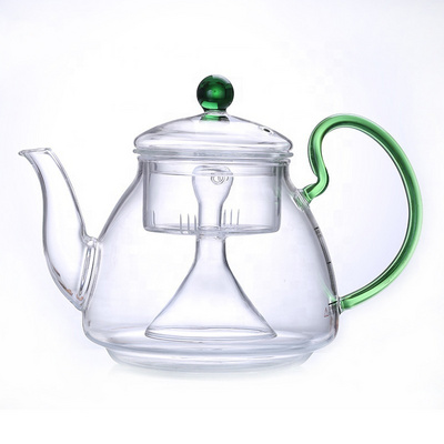 Wholesale Heat resistant Transparent Borosilicate Glass Teapot with Infuser and Filter Flowers Tea Tea pot