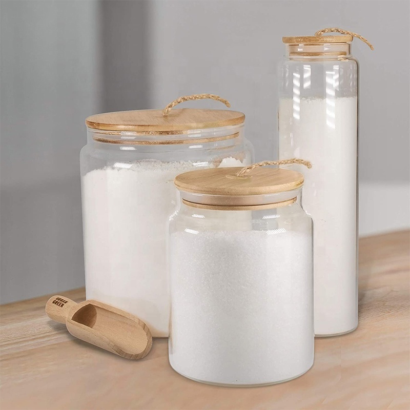 Laundry Jar Borosilicate Glass Storage Jar Bathroom Laundry Glass Jar Set With Bamboo Lid Big Size Glass Organizer