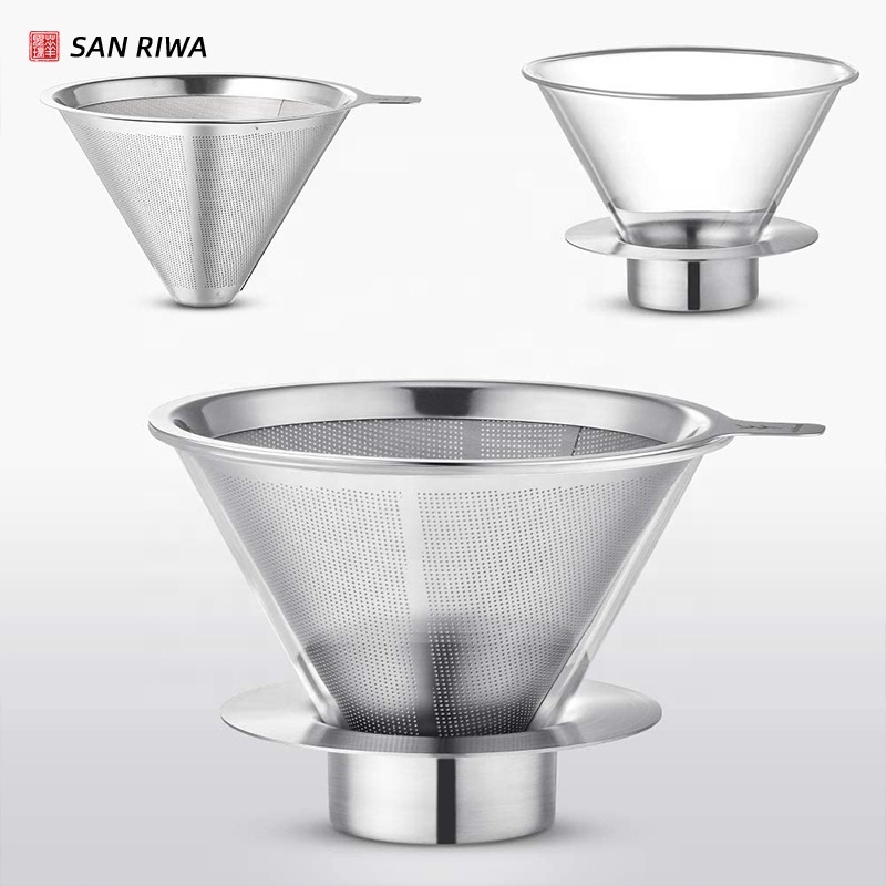 Pour Over Coffee Dripper with Stainless Steel Cone Filter Borosilicate Glass Carafe Pour Over Coffee Maker