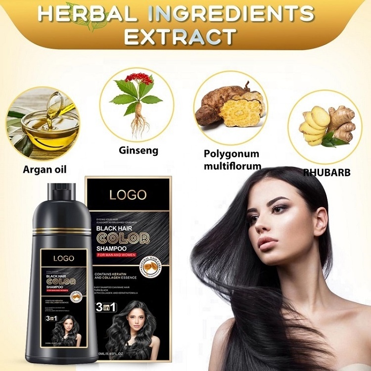 High Quality Ammonia And PPD Free Black Hair Color Shampoo Private Label