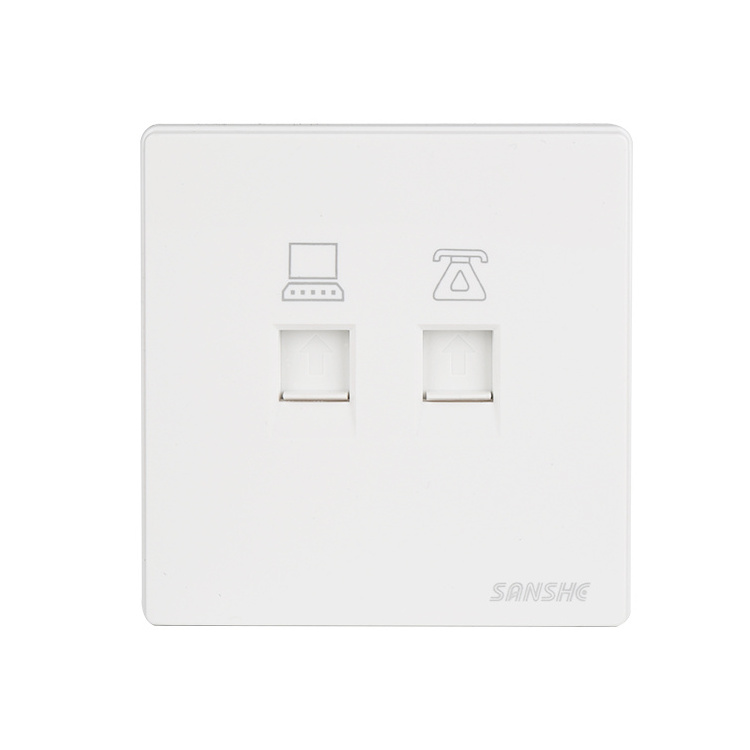 SANSHE S8 86 type white PC plastic electric wall electric light switch socket blank plate cover