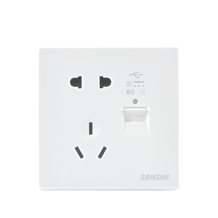 SANSHE S8 86 type white PC plastic electric wall electric light switch socket blank plate cover